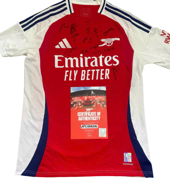 Áo đấu Arsenal mùa giải 2024-25 có chữ ký của toàn đội (Champions League)