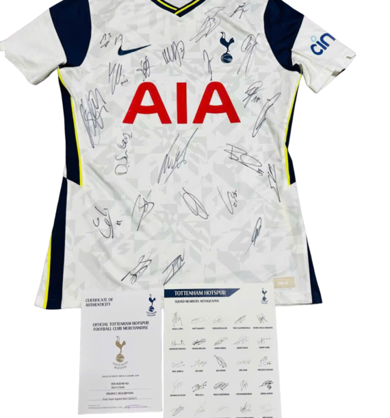 Áo đấu Tottenham Hotspur mùa giải 20-21 có chữ ký của toàn đội