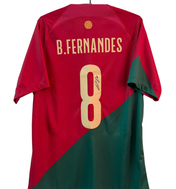🔥 ÁO ĐẤU BỒ ĐÀO NHA SIGNED – BRUNO FERNANDES #8 (2022/23) – KÈM COA A1 🔥