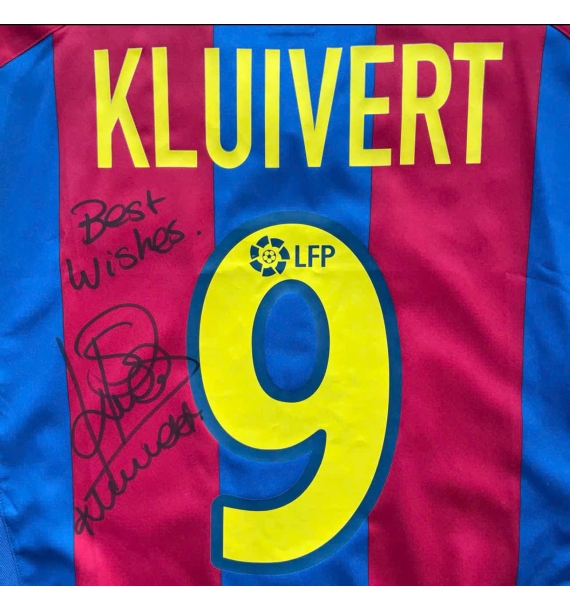 [Có chữ ký] Áo đấu Kluivert Barcelona 0203 có chữ ký