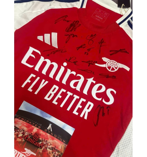 Áo đấu Arsenal mùa giải 2024-25 có chữ ký của toàn đội (Champions League)