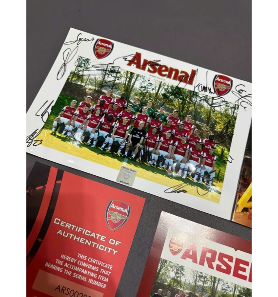 Ảnh toàn đội Arsenal mùa giải 2012-2013 có chữ ký