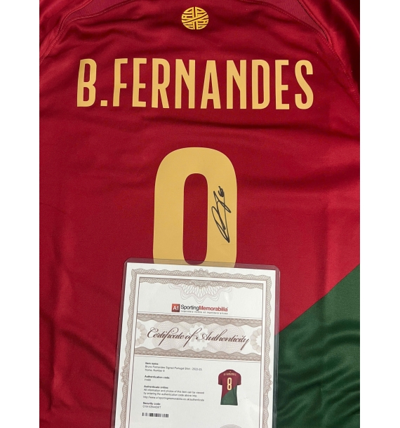 🔥 ÁO ĐẤU BỒ ĐÀO NHA SIGNED – BRUNO FERNANDES #8 (2022/23) – KÈM COA A1 🔥