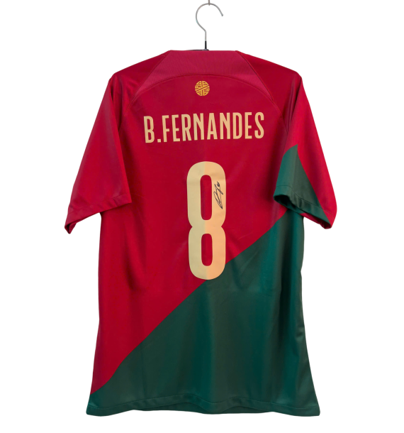 🔥 ÁO ĐẤU BỒ ĐÀO NHA SIGNED – BRUNO FERNANDES #8 (2022/23) – KÈM COA A1 🔥